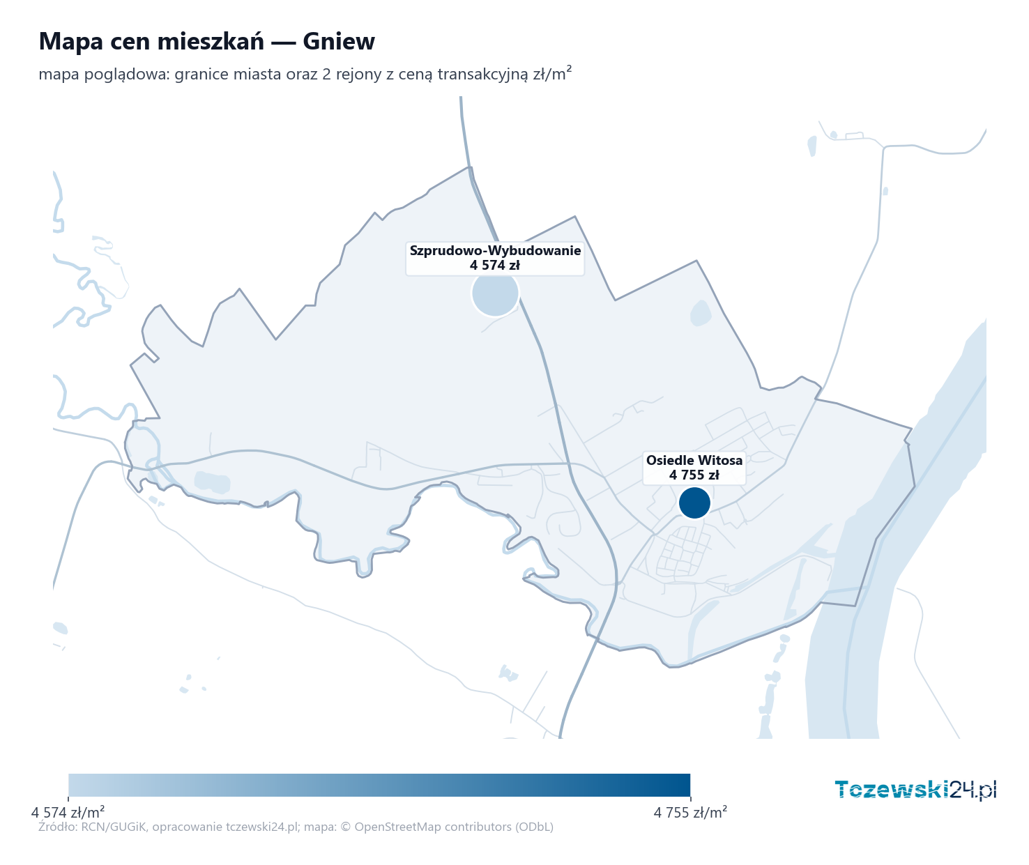 Mapa cen mieszkań - Gniew