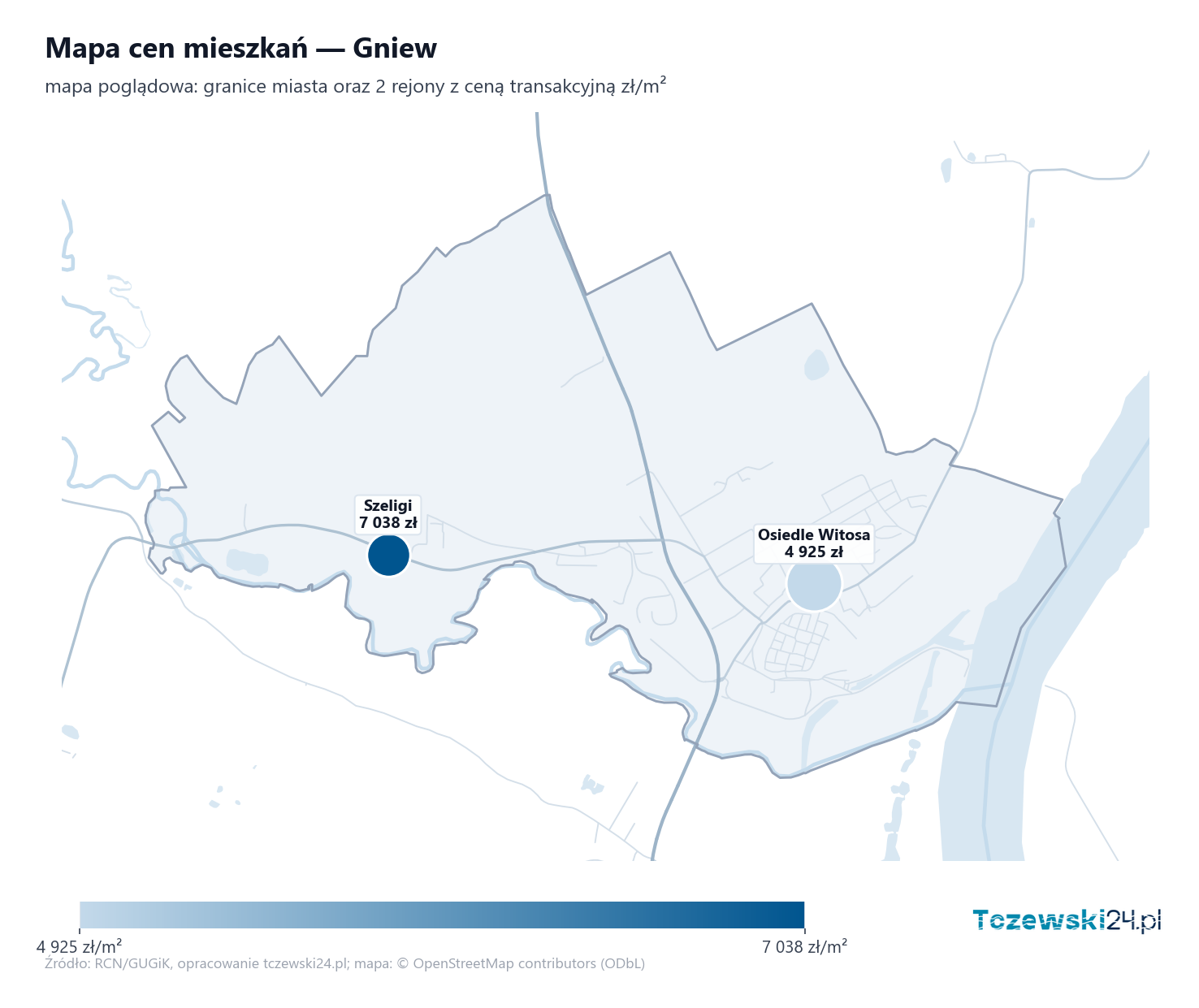 Mapa cen mieszkań - Gniew