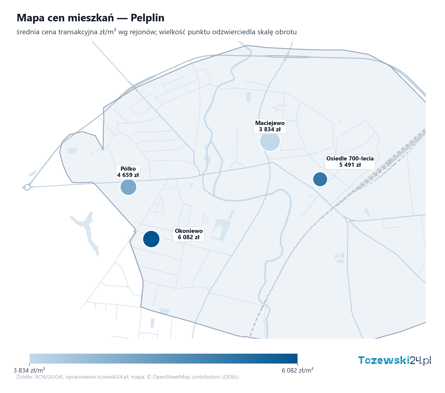 Mapa cen mieszkań - Pelplin