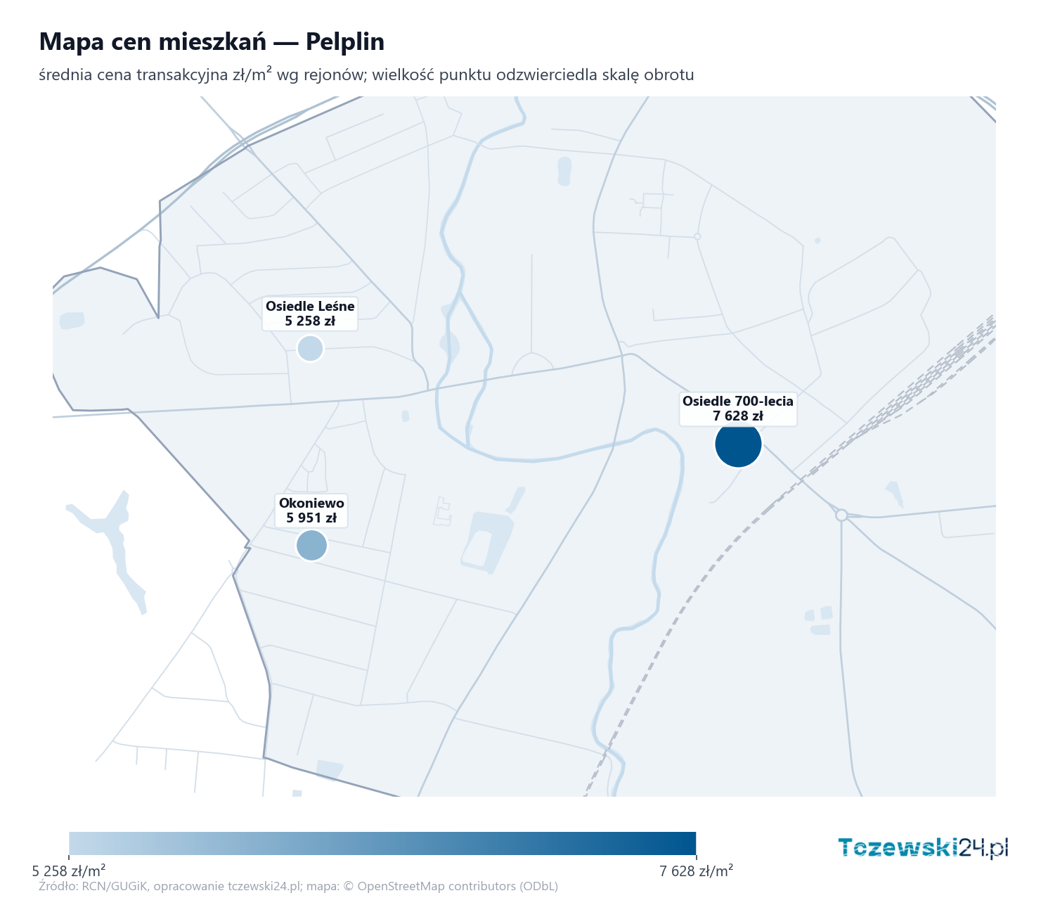 Mapa cen mieszkań - Pelplin