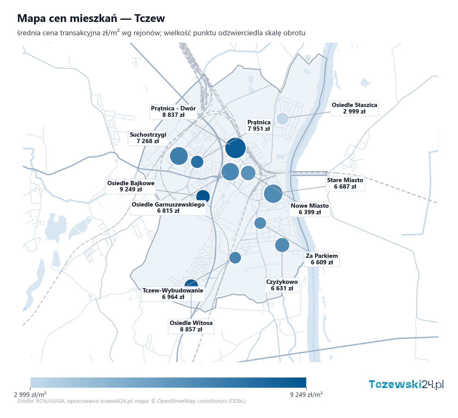 Mapa cen mieszkań - Tczew