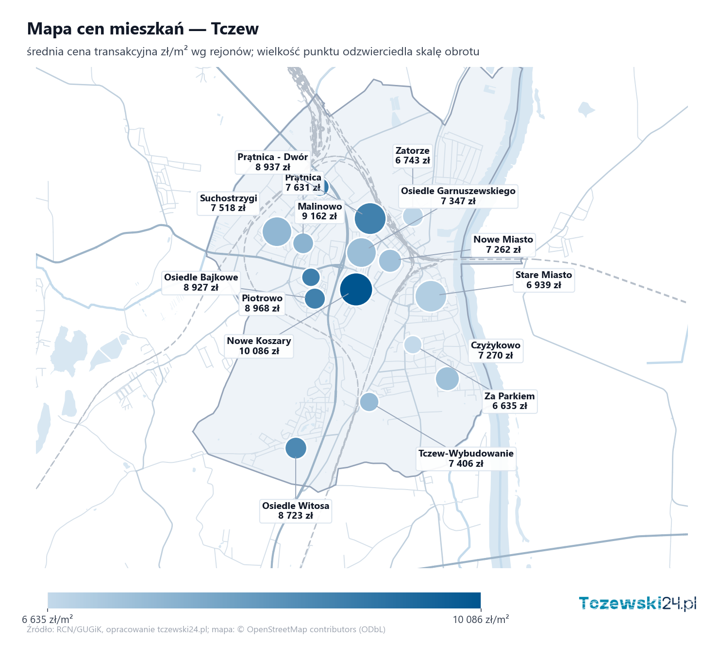Mapa cen mieszkań - Tczew
