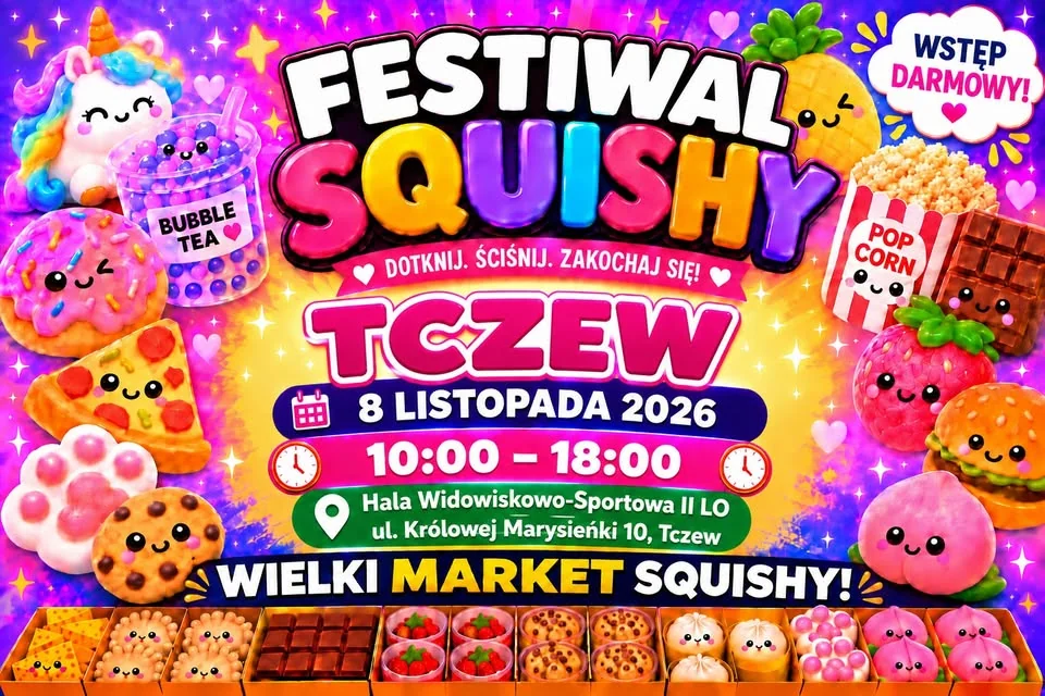 Obraz do artykułu: Festiwal Squishy w Tczewie 2026. Wielki market gniotków, mystery boxy i gra z nagrodami