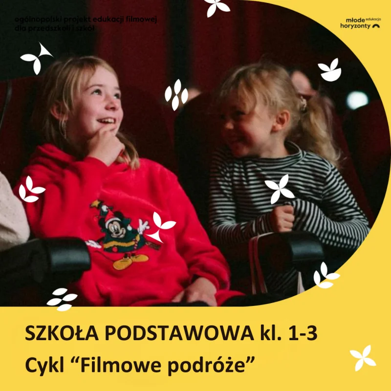 Grafika promocyjna wydarzenia Filmowe podróże dla klas 1–3 w Tczewie