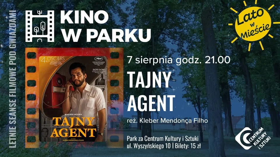 Grafika promocyjna wydarzenia Kino w Parku TCZEW – Tajny agent