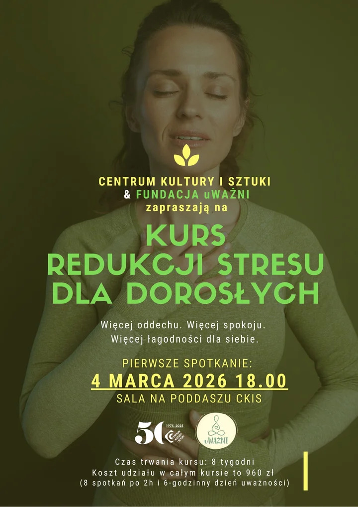 Grafika promocyjna wydarzenia Kurs redukcji stresu dla dorosłych #TCZEW