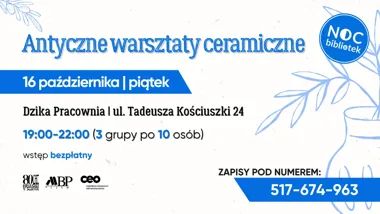 Antyczne warsztaty ceramiczne w Dzikiej Pracowni | Noc Bibliotek 2026