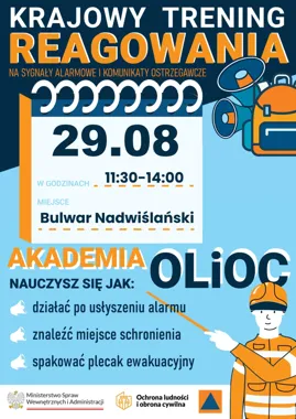 Grafika promocyjna wydarzenia Krajowy Trening Reagowania i Akademia OLiOC – spotkanie dla mieszkańców Tczewa