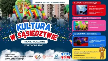 Grafika promocyjna wydarzenia Kultura w sąsiedztwie – Piknik rodzinny na Suchostrzygach