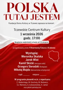 Grafika promocyjna wydarzenia POLSKA TUTAJ JESTEM – muzyczny manifest wolności i wspólnoty w rocznicę wybuchu II wojny światowej
