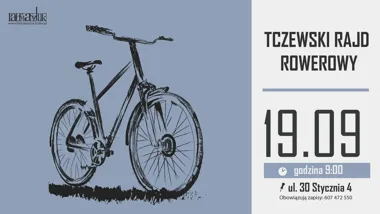Grafika promocyjna wydarzenia Rowerem z Tczewa do Pelplina. Fabryka Sztuk zaprasza na historyczny rajd