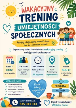 Grafika promocyjna wydarzenia Wakacyjny TUS w Tczewie – letnie zajęcia pełne ruchu i dobrej energii