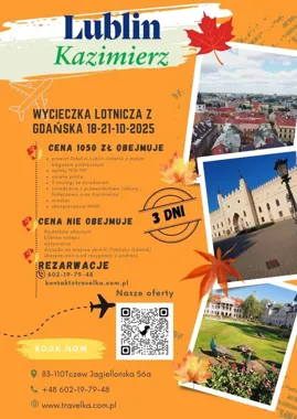 Grafika promocyjna wydarzenia WYCIECZKA LOTNICZA z Gdańska do Lublina — 3-dniowy wyjazd