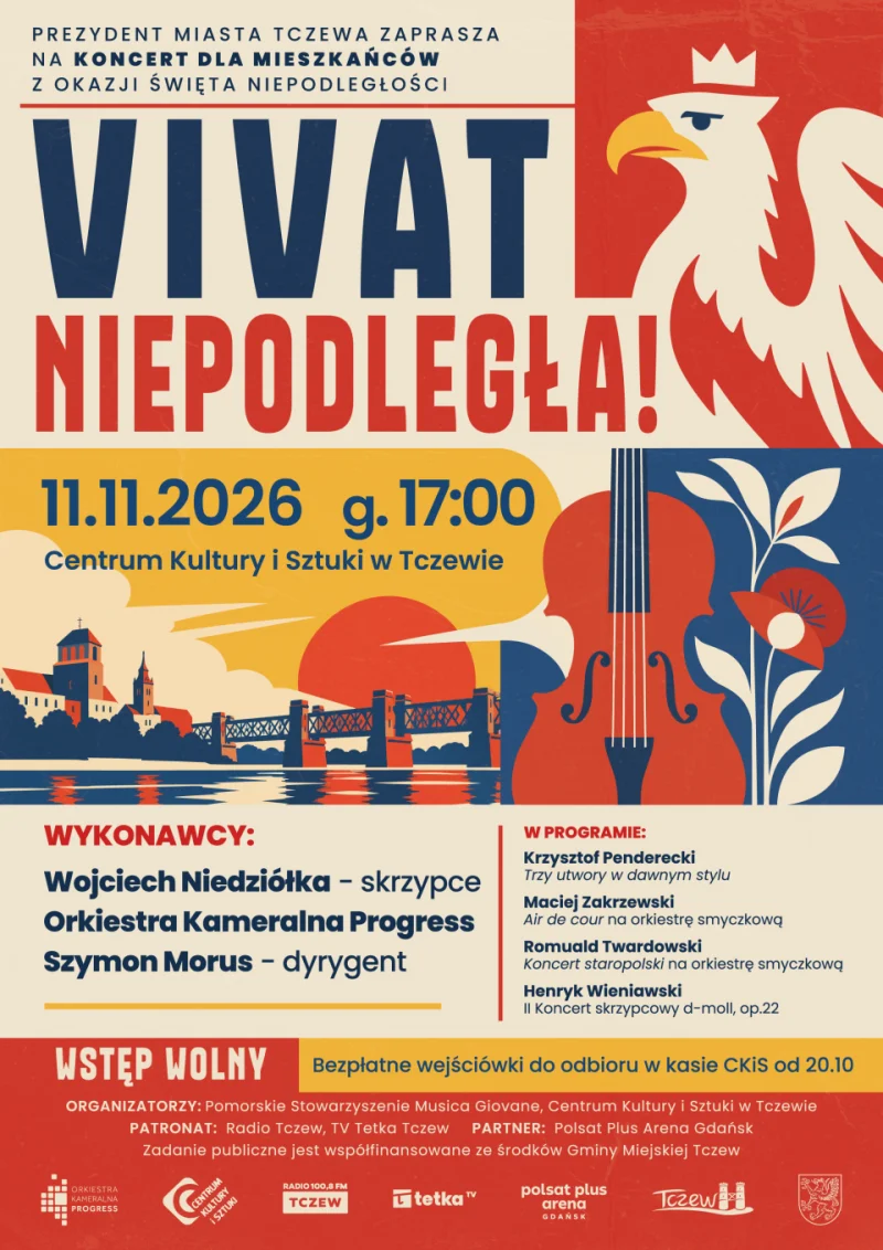 Grafika promocyjna wydarzenia „Vivat Niepodległa” – koncert Orkiestry Kameralnej Progress