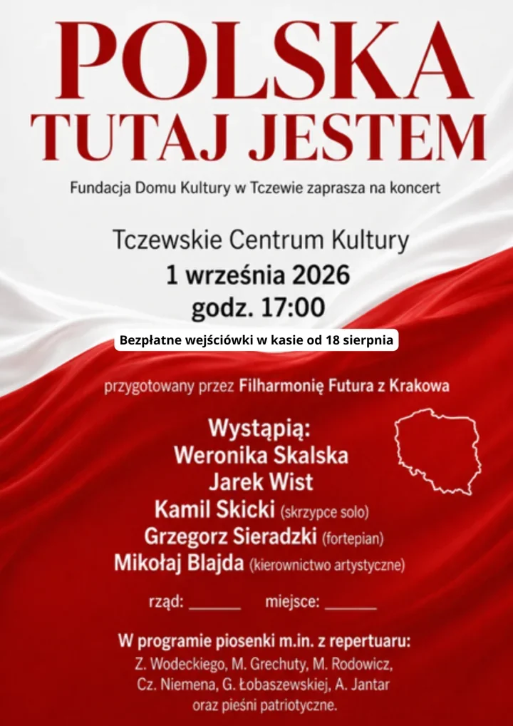 Tczew zabrzmi pamięcią i wolnością podczas koncertu „POLSKA TUTAJ JESTEM”