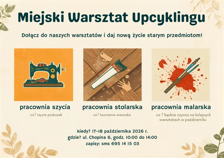 Poduszki i drewniane wieszaki z odzysku. Bezpłatne warsztaty w Tczewie