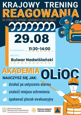 Plecak ewakuacyjny i sygnały alarmowe. Szkolenie na tczewskim bulwarze